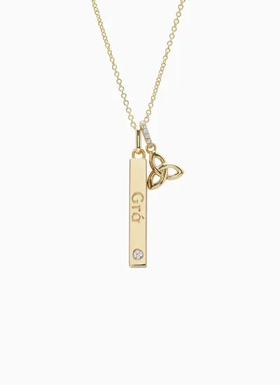 14K Gold Vermeil Gra Gaelic Love Irish Ingot Unique Necklace